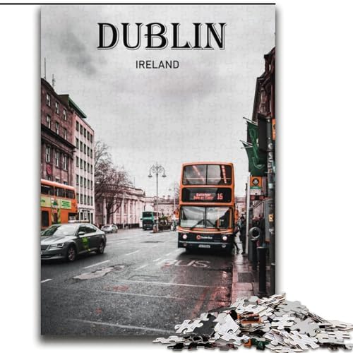 Puzzle für Erwachsene, 1000 Teile, Dublin Travel Art, anspruchsvolles Spiel und Familienspiel mit vollständig ineinandergreifenden, zufällig geformten Teilen (38x52cm), 1000 Stück von LYXIANY