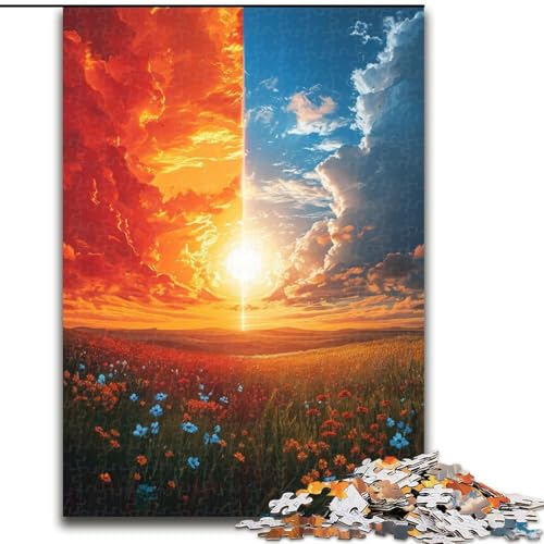 Puzzle für Erwachsene, 1000 Teile, EIS und Feuer, Himmel, 1000-teiliges Puzzle, Spaß für die ganze Familie, Basteln, perfekt für Geburtstage, Feiertage, Größe 50x75cm von LYXIANY