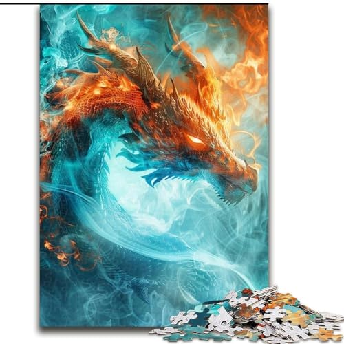 Puzzle für Erwachsene, 1000 Teile, EIS- und Feuerdrache, hilft dem Gehirn, süchtig machendes Spielzeug zu trainieren, um Geduld zu fördern und das Gedächtnis zu verbessern, 38x26cm von LYXIANY