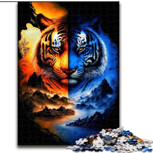 Puzzle für Erwachsene, 1000 Teile, EIS- und Feuertiger, Puzzles für Erwachsene, anspruchsvolles Denkspiel für Teenager, Spaß für die ganze Familie, DIY-Heimdekoration, Geschenk, Größe 26x38cm von LYXIANY
