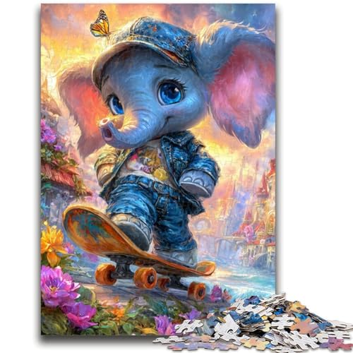 Puzzle für Erwachsene, 1000 Teile, Elefant auf Skateboard, Dekomprimierendes, intellektuelles Lernspielzeug, tolle Geschenke und Spielzeuge, 50x75cm Puzzle für Erwachsene, 1000 Teile, Elefant auf Skateboard, Dekomprimierendes, intellektuelles Lernspielzeug, tolle Geschenke und Spielzeuge, 50x75cm von LYXIANY