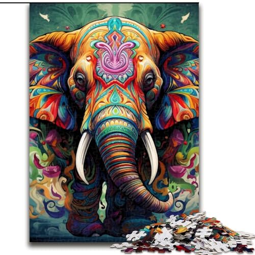 Puzzle für Erwachsene, 1000 Teile, Elefanten-Kunst, Holzpuzzle, 50x75cm, Denkspiel für Teenager und Familieninteraktion von LYXIANY