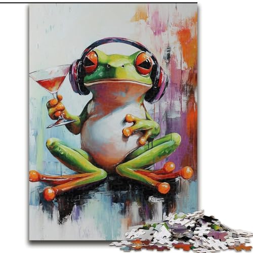 Puzzle für Erwachsene, 1000 Teile, Frosch, der Musik hört, Familienspiel, Stressabbau, schwierige Herausforderung, geeignet für Paare, 26x38cm Puzzle für Erwachsene, 1000 Teile, Frosch, der Musik hört, Familienspiel, Stressabbau, schwierige Herausforderung, geeignet für Paare, 26x38cm von LYXIANY