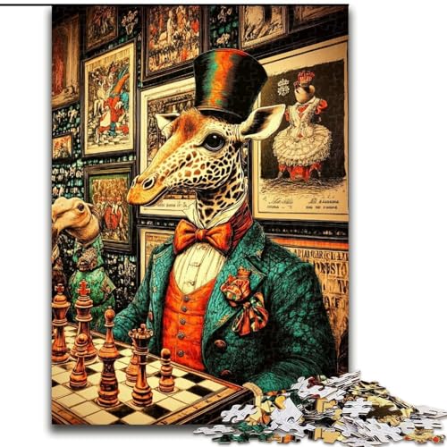 Puzzle für Erwachsene, 1000 Teile, Giraffen Spielen Schach, anspruchsvolles Denkspiel für Teenager, perfekt als Heimdekoration oder Geschenk (Größe 50x75cm) von LYXIANY