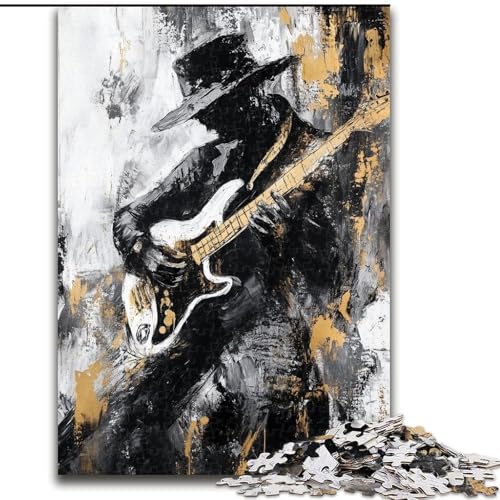 Puzzle für Erwachsene, 1000 Teile, Gitarre Spielen, Ölgemälde, anspruchsvolles Denkspiel für Teenager, Spaß für den Spieleabend mit der Familie (Größe 26x38cm) von LYXIANY