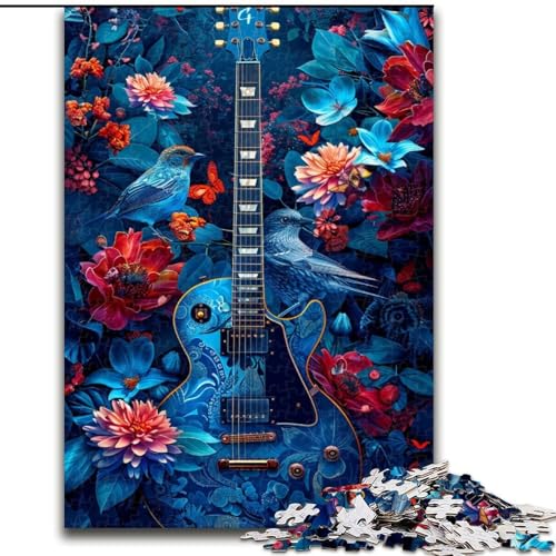 Puzzle für Erwachsene, 1000 Teile, Gitarre und Blumen, Puzzle für Erwachsene, 1000 Teile, Familie und Freunde, knifflige Herausforderung, Größe 50x75cm von LYXIANY