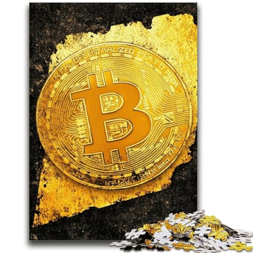 Puzzle für Erwachsene, 1000 Teile, Golden Bitcoin, anspruchsvoll zu vervollständigen, Aber unterhaltsam und humorvoll, mit passendem Poster und Quizblatt, 26x38cm von LYXIANY