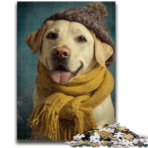 Puzzle für Erwachsene, 1000 Teile, Golden Retriever mit Hut, Familienspaß für die ganze Familie, Kinder ab 14 Jahren, 26x38cm Puzzle für Erwachsene, 1000 Teile, Golden Retriever mit Hut, Familienspaß für die ganze Familie, Kinder ab 14 Jahren, 26x38cm von LYXIANY
