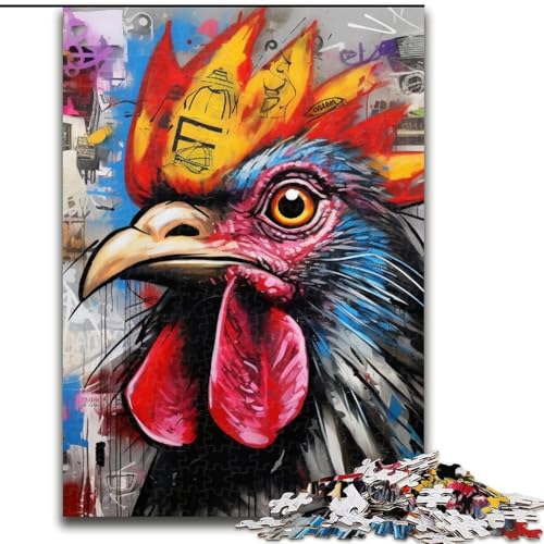 Puzzle für Erwachsene, 1000 Teile, Hahn-Graffiti-Puzzle, Spaß für den Familienspielabend, dekoratives Kunstwerk zum Selbermachen, 50x75cm Puzzle für Erwachsene, 1000 Teile, Hahn-Graffiti-Puzzle, Spaß für den Familienspielabend, dekoratives Kunstwerk zum Selbermachen, 50x75cm von LYXIANY