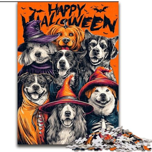 Puzzle für Erwachsene, 1000 Teile, Halloween-Hund, geeignet für Kinder ab 14 Jahren, Lernspiele für zu Hause, DIY-Spielzeug, Kunstwerk, Geschenk (Größe 50x75cm) von LYXIANY