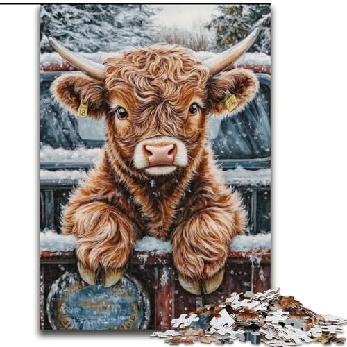 Puzzle für Erwachsene, 1000 Teile, Hochlandkuh, aus Holz, perfektes DIY-Kunstdekor oder Geburtstagsgeschenk, Größe 50x75cm, Spaß beim Basteln für die ganze Familie, perfekt für Geburtstage, Feiertage von LYXIANY