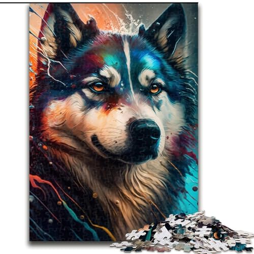 Puzzle für Erwachsene, 1000 Teile, Husky-Hund, Holzpuzzle, Größe 50x75cm, anspruchsvolles Denkspiel – entspannendes Spielzeug für Teenager von LYXIANY