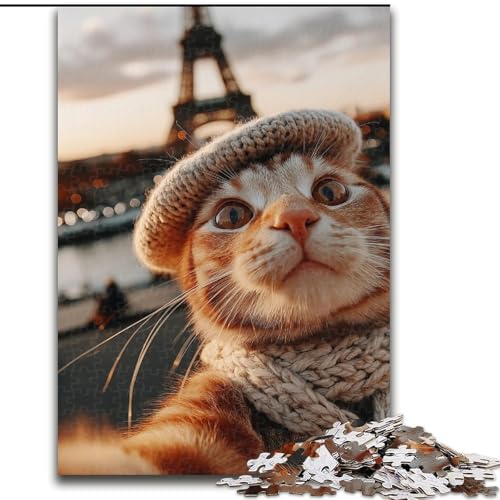Puzzle für Erwachsene, 1000 Teile, Katze Macht Selfie, Lernspiele, Heimdekoration, geeignet für die Schreibtischdekoration (Größe 50x75cm) von LYXIANY