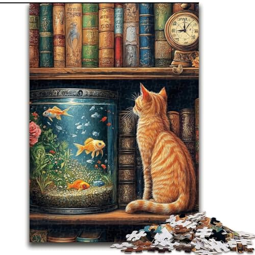 Puzzle für Erwachsene, 1000 Teile, Katze auf dem Bücherregal, Spielzeug, Lernspiele, Stressabbau, tolle Geschenke und Spielzeuge, 26x38cm Puzzle für Erwachsene, 1000 Teile, Katze auf dem Bücherregal, Spielzeug, Lernspiele, Stressabbau, tolle Geschenke und Spielzeuge, 26x38cm von LYXIANY
