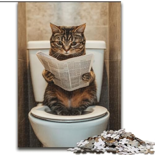Puzzle für Erwachsene, 1000 Teile, Katze auf der Toilette, Puzzle aus Holz, anspruchsvolles Denkspiel für Teenager, Familienspaß, interaktives Spiel, Größe 50x75cm Puzzle für Erwachsene, 1000 Teile, Katze auf der Toilette, Puzzle aus Holz, anspruchsvolles Denkspiel für Teenager, Familienspaß, interaktives Spiel, Größe 50x75cm von LYXIANY