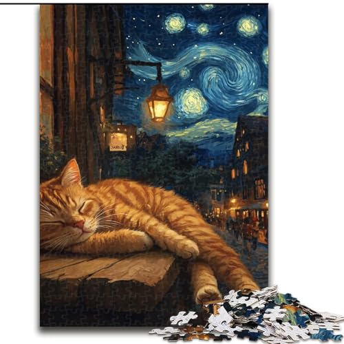 Puzzle für Erwachsene, 1000 Teile, Katze im Nachthimmel, Puzzle aus Holz, interaktives Familienspiel, Heimdekoration zum Selbermachen, anspruchsvolles Denkspiel als Geschenk, Größe 50x75cm Puzzle für Erwachsene, 1000 Teile, Katze im Nachthimmel, Puzzle aus Holz, interaktives Familienspiel, Heimdekoration zum Selbermachen, anspruchsvolles Denkspiel als Geschenk, Größe 50x75cm von LYXIANY
