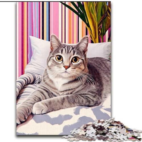 Puzzle für Erwachsene, 1000 Teile, Katze liegt auf dem Sofa, Herausforderung für die Gehirnintelligenz, süchtig machendes Spielzeug, Geburtstagsgeschenk, Geschenke, Wandkunst (Größe 26x38cm) von LYXIANY