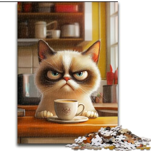 Puzzle für Erwachsene, 1000 Teile, Katze mit Kaffee, Puzzle aus Holz, anspruchsvolles Denkspiel für Teenager, Familienspaß, interaktives Spiel, Größe 50x75cm Puzzle für Erwachsene, 1000 Teile, Katze mit Kaffee, Puzzle aus Holz, anspruchsvolles Denkspiel für Teenager, Familienspaß, interaktives Spiel, Größe 50x75cm von LYXIANY