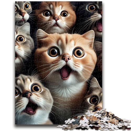 Puzzle für Erwachsene, 1000 Teile, Katze schockiert, lustig, für Alter 14+, Quizspiel, Spaß bei Aktivitäten zu Hause, Geburtstagsgeschenk, Reisegeschenke, 26x38cm von LYXIANY
