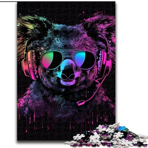 Puzzle für Erwachsene, 1000 Teile, Koala mit Kopfhörern und Sonnenbrille, 1000-teiliges Puzzle, Spaß für die ganze Familie, Basteln, perfekt für Geburtstage, Feiertage, Größe 50x75cm von LYXIANY