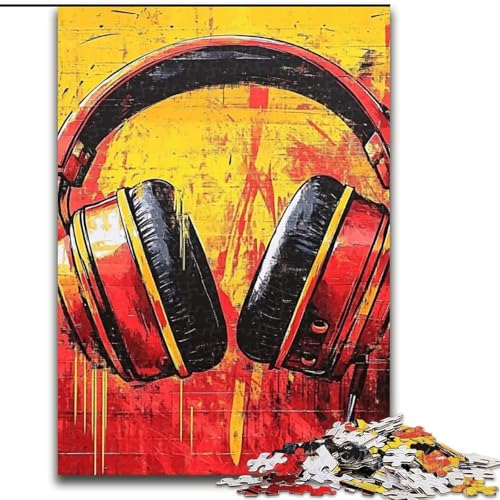 Puzzle für Erwachsene, 1000 Teile, Künstlerische Kopfhörer-Puzzles aus Holz, anspruchsvolles Denkspiel für Teenager, perfekt als Heimdekoration oder Geschenk, Größe 50x75cm von LYXIANY