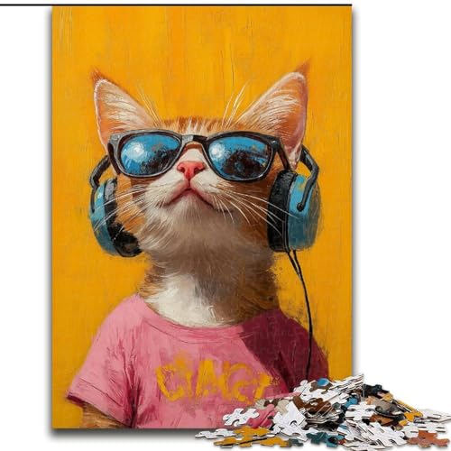 Puzzle für Erwachsene, 1000 Teile, Kunst-Katzen-Puzzle aus Holz, Geschenk für Männer und Frauen, Alltag und besondere Anlässe, Größe 50x75cm von LYXIANY