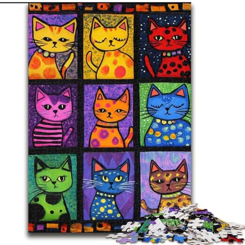 Puzzle für Erwachsene, 1000 Teile, Kunst-Katzencollage, Spielzeug, Lernspiele, Stressabbau, einzigartige Heimdekoration und Geschenke (Größe 50x75cm) von LYXIANY