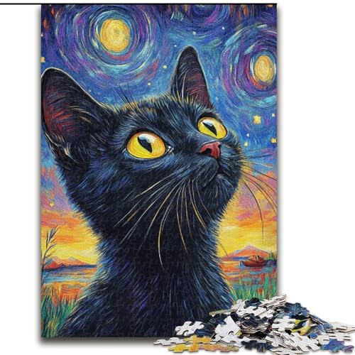 Puzzle für Erwachsene, 1000 Teile, Kunst-Puzzle „Schwarze Katze“, aus Holz für Teenager und Jugendliche, ideales Geburtstags, Größe 50x75cm Puzzle für Erwachsene, 1000 Teile, Kunst-Puzzle „Schwarze Katze“, aus Holz für Teenager und Jugendliche, ideales Geburtstags, Größe 50x75cm von LYXIANY