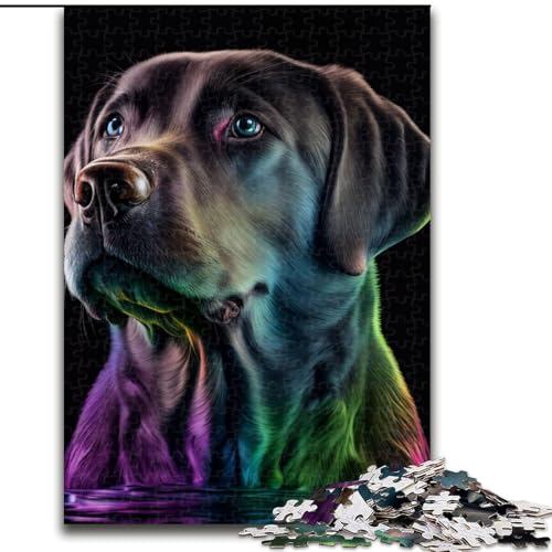 Puzzle für Erwachsene, 1000 Teile, Labrador-Illustration, farbiges Kartonpuzzle für Erwachsene, Größe 38x26cm, anspruchsvolles Denkspiel, Familienaktivität, Heimdekoration von LYXIANY