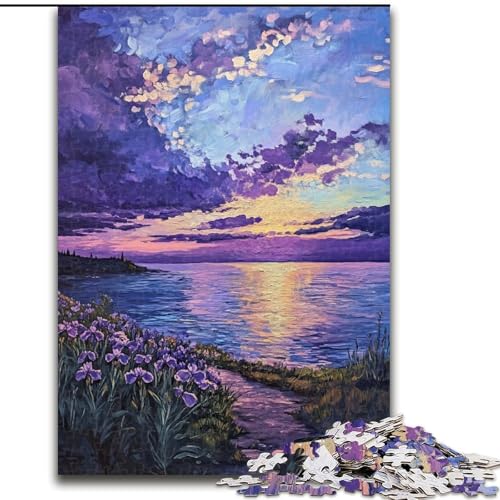 Puzzle für Erwachsene, 1000 Teile, Lila Nachthimmel-Puzzle aus Holz, anspruchsvolles DIY-Denkspiel, interaktives Familienspiel, Größe 50x75cm von LYXIANY