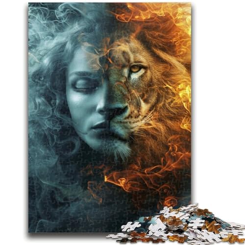 Puzzle für Erwachsene, 1000 Teile, Löwe-Frau, ab 14 Jahren, Denksportspiel, Erwachsene und Jugendliche, 26x38cm von LYXIANY