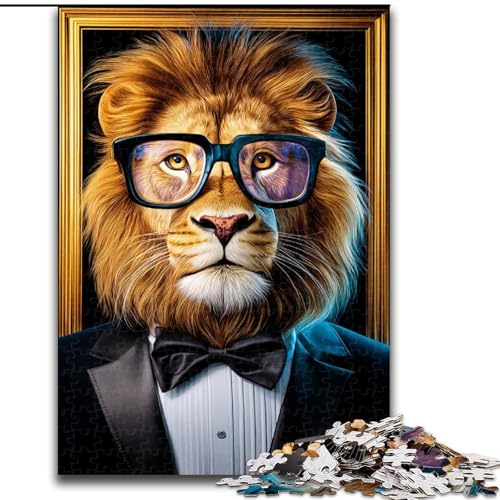 Puzzle für Erwachsene, 1000 Teile, Löwe mit Brille, Puzzle aus Holz, anspruchsvolles Denkspiel für Teenager, Familienspaß, interaktives Spiel, Größe 50x75cm Puzzle für Erwachsene, 1000 Teile, Löwe mit Brille, Puzzle aus Holz, anspruchsvolles Denkspiel für Teenager, Familienspaß, interaktives Spiel, Größe 50x75cm von LYXIANY
