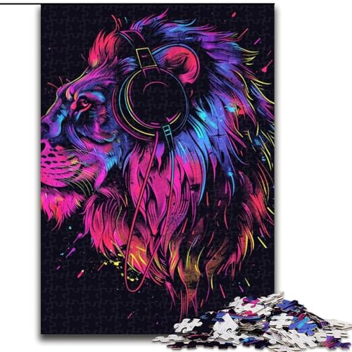 Puzzle für Erwachsene, 1000 Teile, Löwe mit Kopfhörern und Sonnenbrille, Holzpuzzle, interaktives Familienspiel, Bastelgeschenk mit farbenfrohen Kunstwerken, Größe 50x75cm Puzzle für Erwachsene, 1000 Teile, Löwe mit Kopfhörern und Sonnenbrille, Holzpuzzle, interaktives Familienspiel, Bastelgeschenk mit farbenfrohen Kunstwerken, Größe 50x75cm von LYXIANY