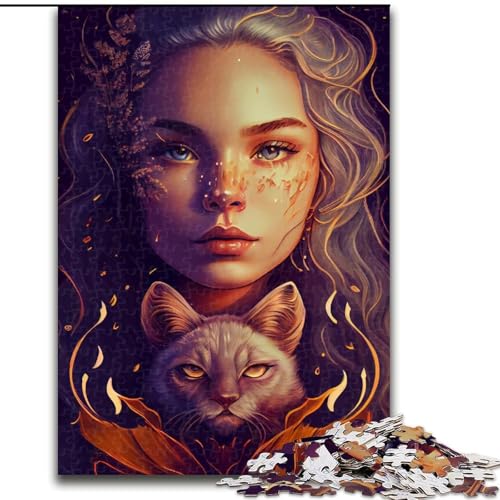 Puzzle für Erwachsene, 1000 Teile, Mädchen mit Katze, Holzpuzzle, Größe 50x75cm, ideal für Familienspaß, Entspannung Puzzle für Erwachsene, 1000 Teile, Mädchen mit Katze, Holzpuzzle, Größe 50x75cm, ideal für Familienspaß, Entspannung von LYXIANY