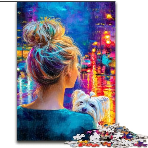 Puzzle für Erwachsene, 1000 Teile, Mädchen und Hund, Lernspiele, Heimdekoration, geeignet für die Schreibtischdekoration (Größe 50x75cm) von LYXIANY