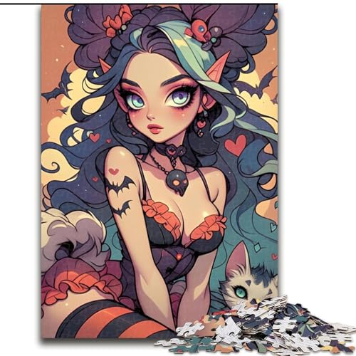 Puzzle für Erwachsene, 1000 Teile, Mädchen und Katze, Spielzeug, Lernspiele, Stressabbau, tolle Geschenke und Spielzeuge, 26x38cm von LYXIANY