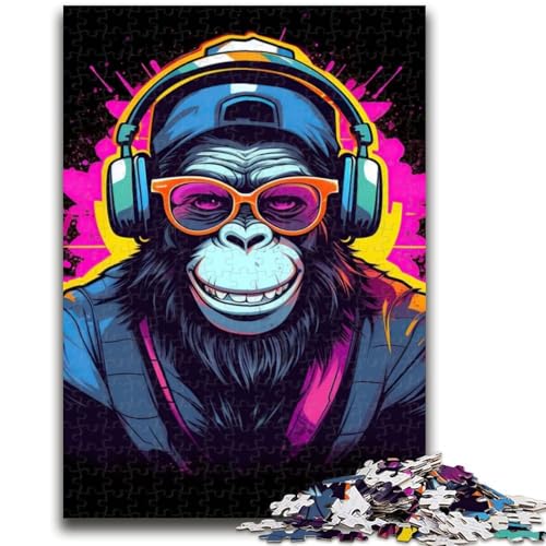 Puzzle für Erwachsene, 1000 Teile, Monkey DJ-Musik, hilft dem Gehirn, süchtig machendes Spielzeug zu trainieren, um Geduld zu fördern, Künstlersammlung, Bildende Kunst, 50x75cm von LYXIANY