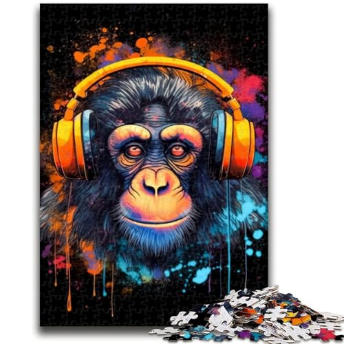 Puzzle für Erwachsene, 1000 Teile, Monkey DJ-Musik, hilft dem Gehirn, süchtig machendes Spielzeug zur Förderung der Geduld, Künstlersammlung, Bildende Kunst, 26x38cm von LYXIANY