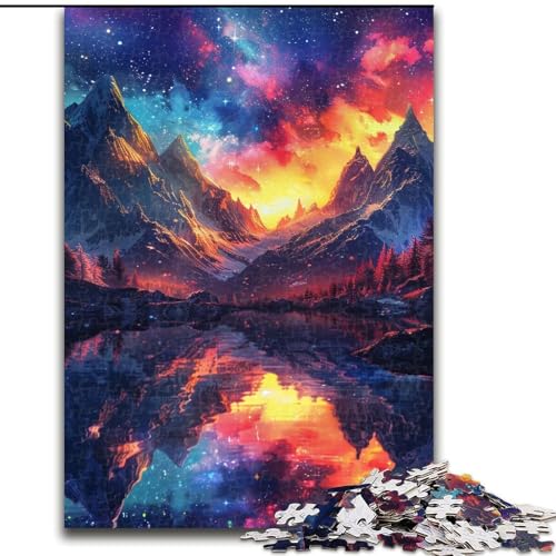 Puzzle für Erwachsene, 1000 Teile, Mountain Aurora Jigsaw, anspruchsvolles Denkspiel für Teenager, Spaß für den Familienspieleabend (Größe: 26x38cm) von LYXIANY