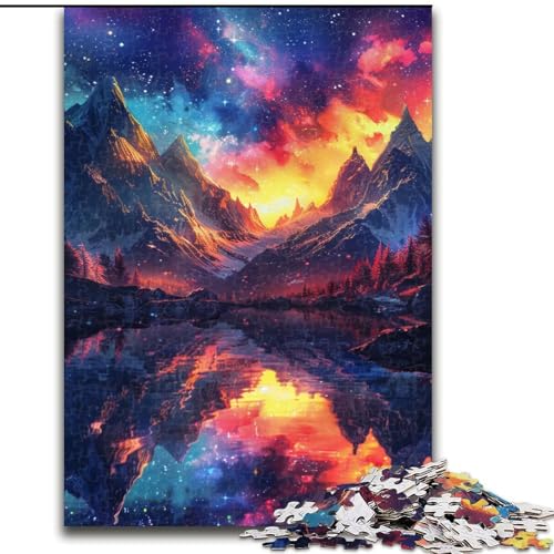 Puzzle für Erwachsene, 1000 Teile, Mountain Aurora Puzzle, Heimdekoration, Denksportspiel für Teenager und Familieninteraktion (Größe: 50x75cm) von LYXIANY