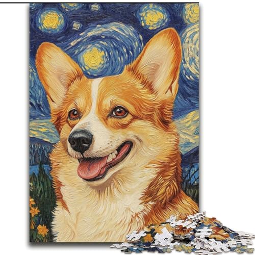 Puzzle für Erwachsene, 1000 Teile, Nachthimmel-Corgi, Spielzeug, Lernspiele, Stressabbau, tolle Geschenke und Spielzeuge, 26x38cm von LYXIANY