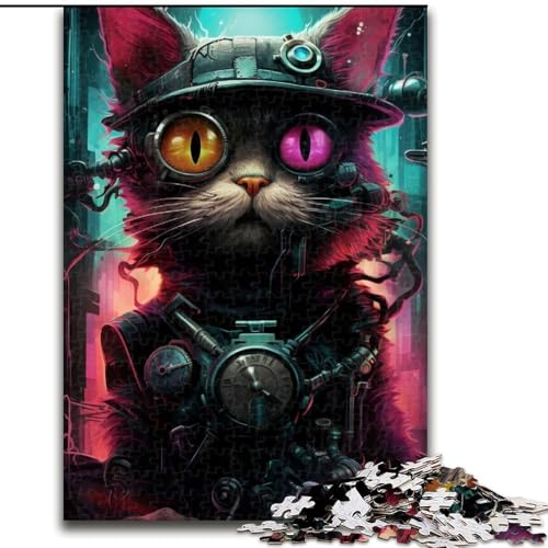 Puzzle für Erwachsene, 1000 Teile, Neon-Roboter-Katze, 1000-teiliges Puzzle, Spaß für die ganze Familie, Basteln, perfekt für Geburtstage, Feiertage, Größe 50x75cm von LYXIANY