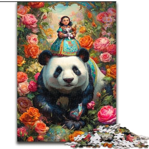 Puzzle für Erwachsene, 1000 Teile, Panda und Blumen, Elefantenspielzeug, Denkspiel, Geburtstagsgeschenk, Geschenke, Wandkunst, für Kinder ab 14 Jahren (Größe 26x38cm) von LYXIANY