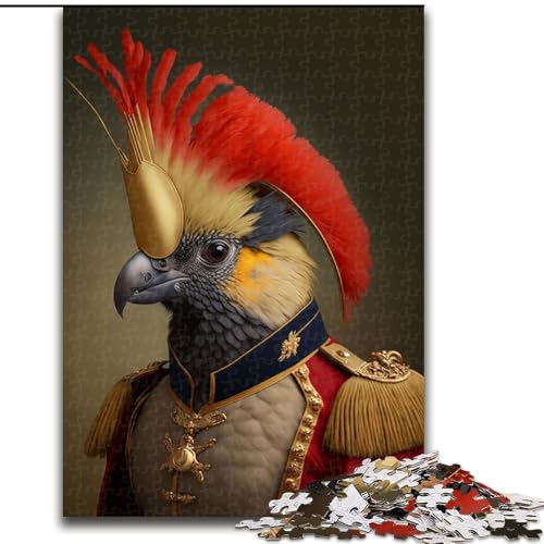 Puzzle für Erwachsene, 1000 Teile, Papagei in Militäruniform, Puzzlegröße 38x26cm, anspruchsvolles Denkspiel für Teenager, unterhaltsames interaktives Spiel für die ganze Familie von LYXIANY