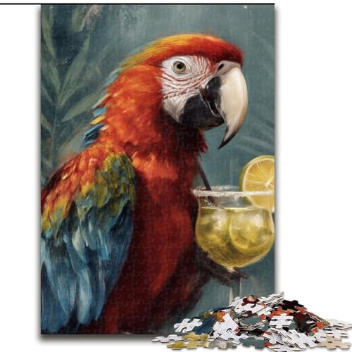 Puzzle für Erwachsene, 1000 Teile, Papagei trinkt EIN Getränk, Puzzle aus Holz, perfekt als Dekoration für Zuhause und das Büro, für Partys, Geburtstage und Feiertagsgeschenke, Größe 50x75cm von LYXIANY