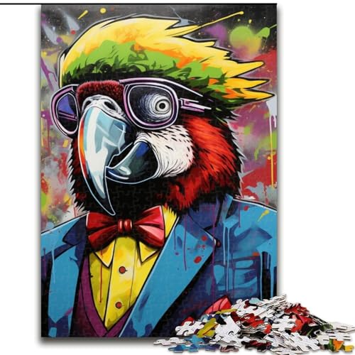Puzzle für Erwachsene, 1000 Teile, Papageien-Graffiti-Malerei, Holzpuzzle für Erwachsene, Größe: 50x75cm, perfekt für Familienspaß, Partyspiele, Gastgeschenke für Geburtstagspartys von LYXIANY