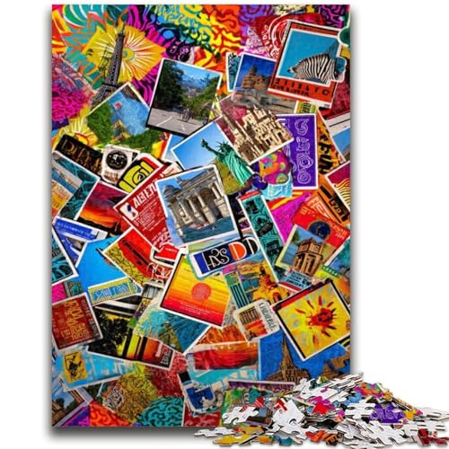 Puzzle für Erwachsene, 1000 Teile, Pariser Briefmarkencollage, für Kinder ab 14 Jahren, unmögliches Spiel, Weihnachts- und Geburtstagsgeschenk, 26x38cm Puzzle für Erwachsene, 1000 Teile, Pariser Briefmarkencollage, für Kinder ab 14 Jahren, unmögliches Spiel, Weihnachts- und Geburtstagsgeschenk, 26x38cm von LYXIANY