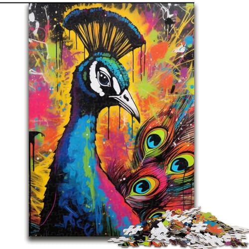 Puzzle für Erwachsene, 1000 Teile, Pfauen-Graffiti-Gemälde, Puzzle für Erwachsene, 26x38cm, Eltern, Partner, Freunde – ab 14 Jahren von LYXIANY