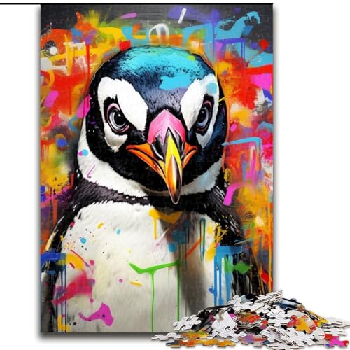 Puzzle für Erwachsene, 1000 Teile, Pinguin-Graffiti-Puzzle aus Pappe, 26x38cm, Denkspiel für Teenager und Familieninteraktion von LYXIANY