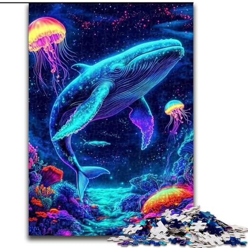 Puzzle für Erwachsene, 1000 Teile, Psychedelischer Wal, Spielzeug, Lernspiele, Stressabbau, einzigartige Heimdekoration und Geschenke (Größe 26x38cm) von LYXIANY